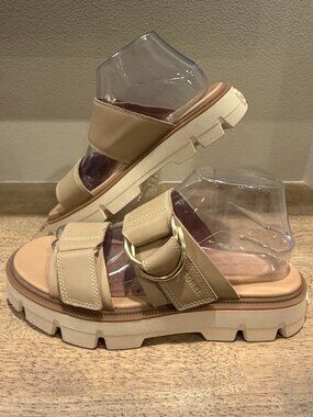 Sorel Tan Cream Chunky Platform Slide Sandals Size 8.5